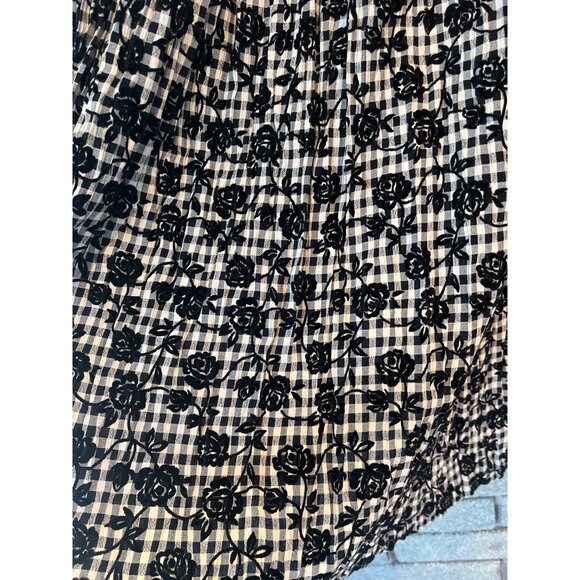 Coldwater Creek Black & White Floral Checkered Pleated Skirt - Picture 4 of 6